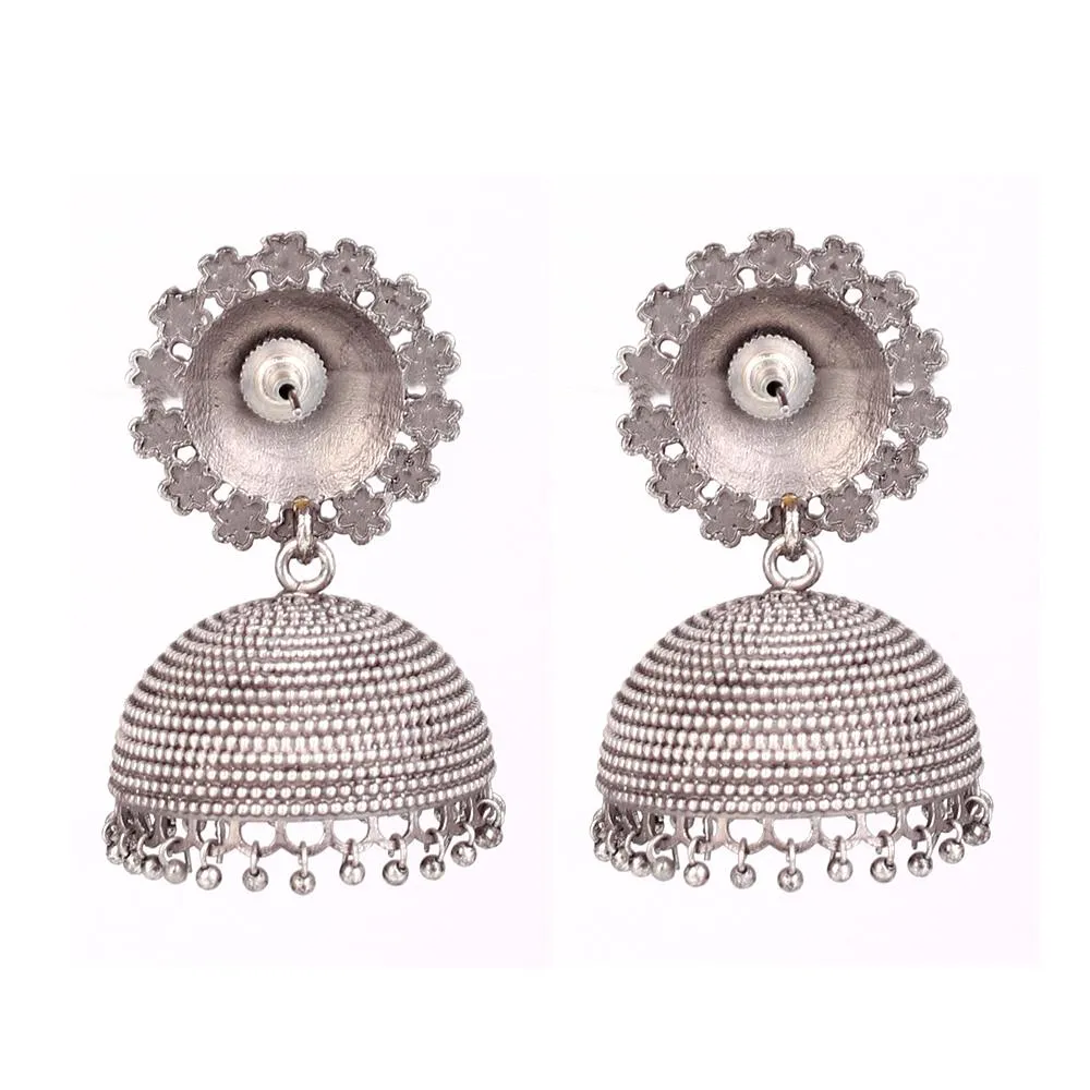 German Silver Oxidised Big Jhumkas