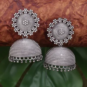 German Silver Oxidised Big Jhumkas