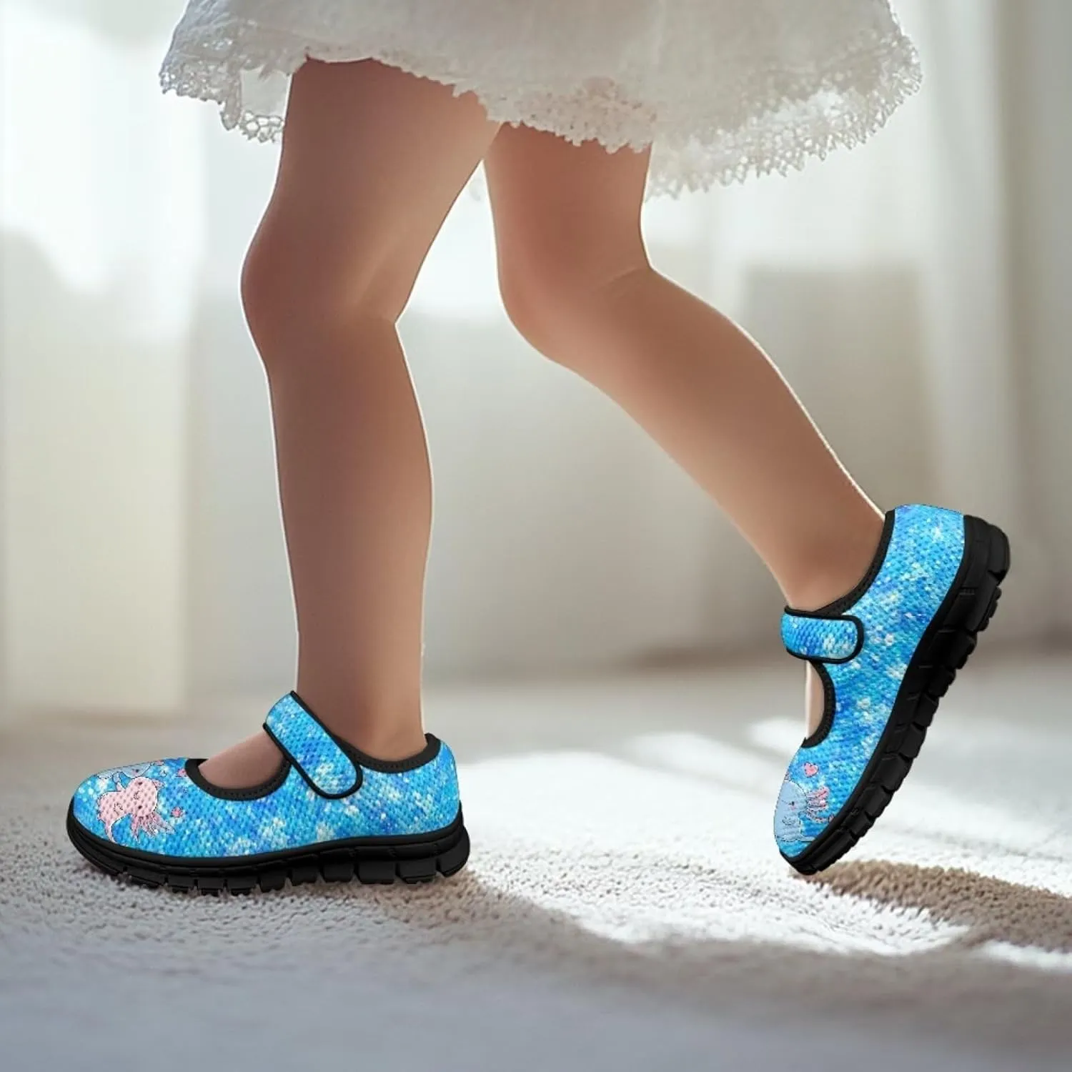 Girls Axolotl Mary Jane Dress Shoes Glitter Ballerina Princess Flat for Wedding, Party, Birthday US 11-2.5