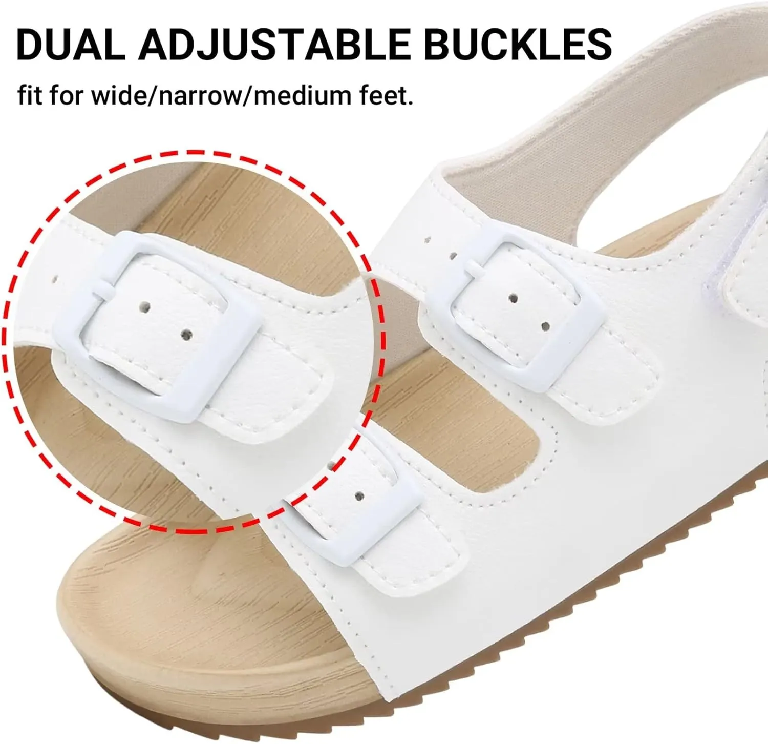 Girls Boys Sandal Adjustable Double Buckle Casual Flat Open Toe Lightweight Summer Shoes Hook Loop Sandal for Toddler Little Big Kid