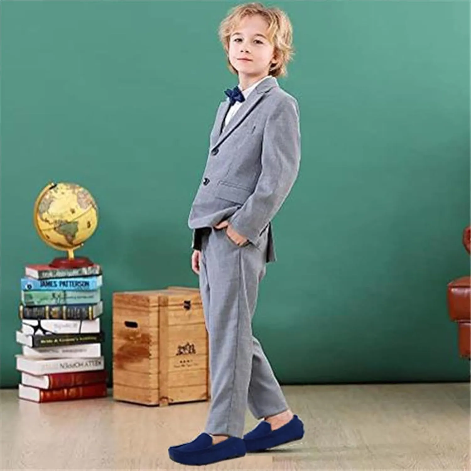 Girls Boys Suede Leather Slip-on Loafers Casual Boat Shoes Dress Shoes Oxford Flats