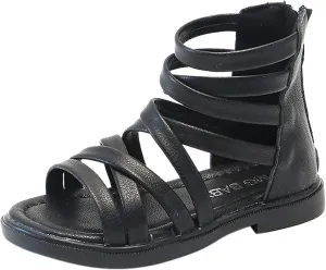 Girls Kids Rubber Sole Ankle Gl𝐚diator Sandals Breathable Cool Slip On Soft Summer Shoes Baby Toddler Light Comfy Shoes