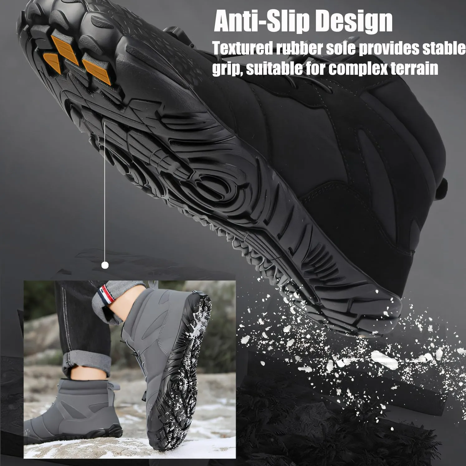 Glacia Barefoot Shoes Women Men, 2025 New Winter Warm Comfortable Non-Slip Barefoot Boots