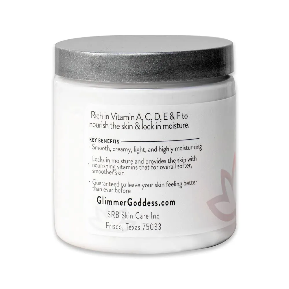 GLIMMER GODDESS Organic Whipped Body Butter - White Ginger & Amber, Vegan, 24 Hr Hydration, Less Stretch Marks, All Skin Types, Child-Safe, Organic, 8 oz