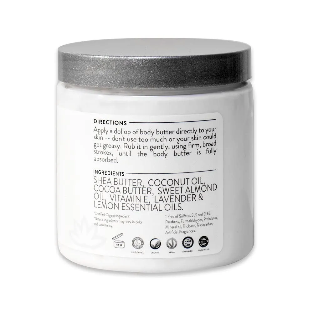 GLIMMER GODDESS Organic Whipped Body Butter - White Ginger & Amber, Vegan, 24 Hr Hydration, Less Stretch Marks, All Skin Types, Child-Safe, Organic, 8 oz