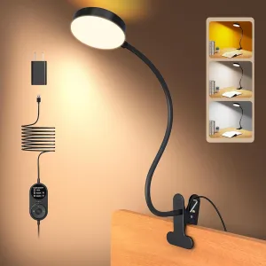 Glocusent Clip on Light, 72-LED Clip on Lamp with Amber Night Light, 3 Colors & 5 Brightness Bed Lamp, 30-Min Auto Off Timer, Perfect Eye Caring Reading Lamps for Bed/Bunk Bed
