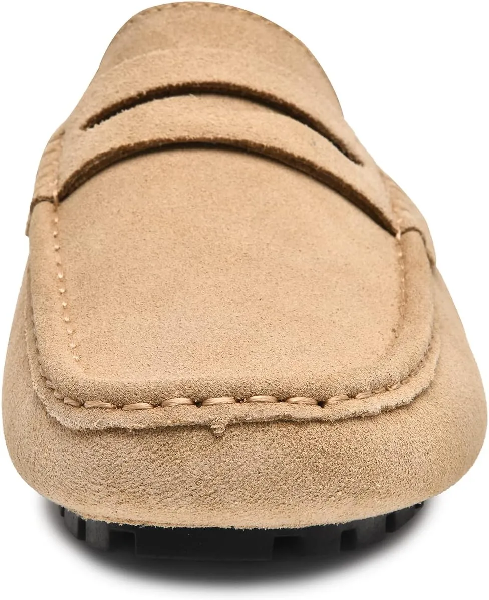 Go Tour Mens Handmade Suede Leather Mules Clog Slippers Breathable Leather Slip on Shoes Casual Loafers