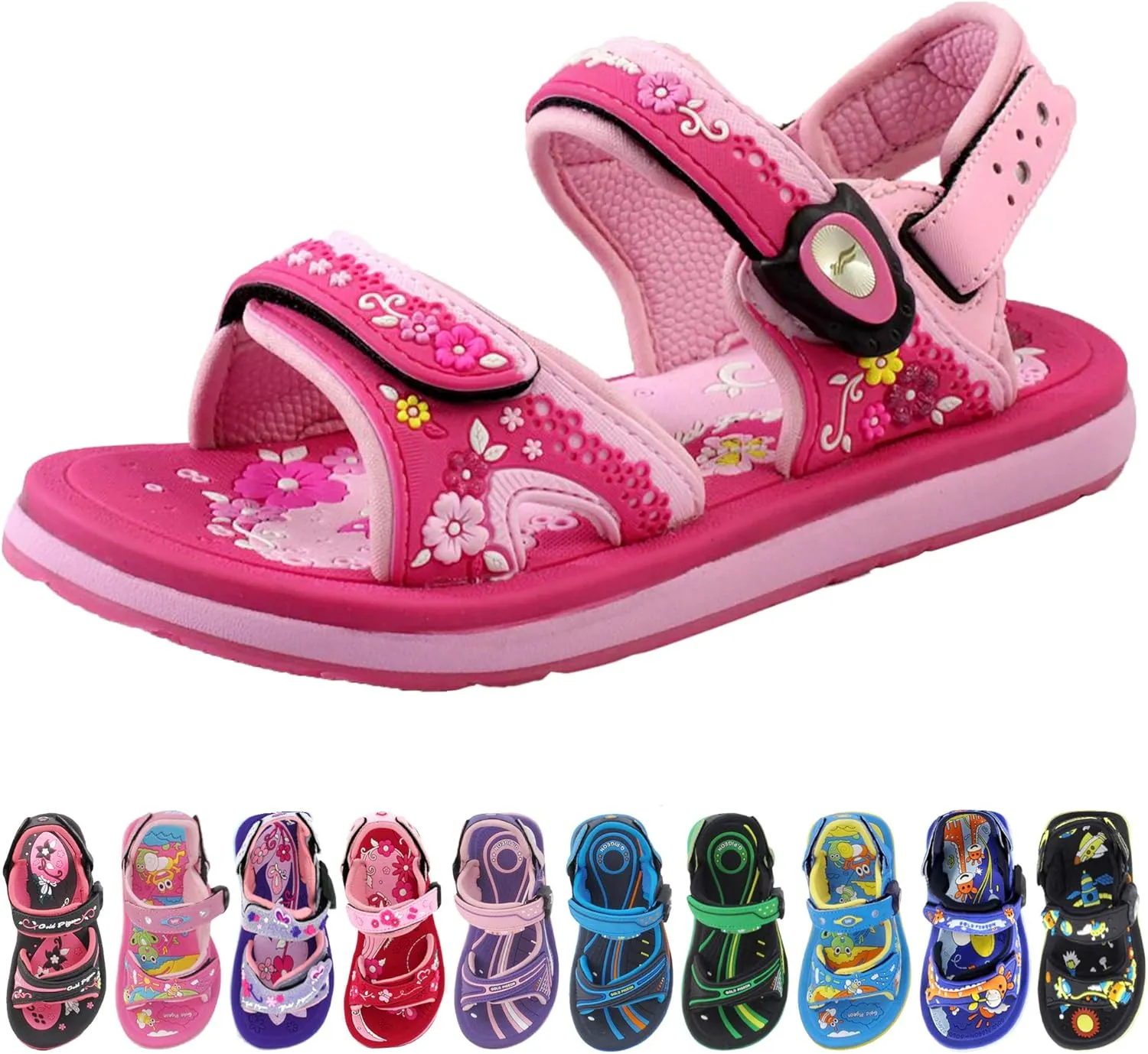 Gold Pigeon Shoes KIDS Easy Snap Lock Outdoor/Water Sandals & Slides. Adjustable Straps
