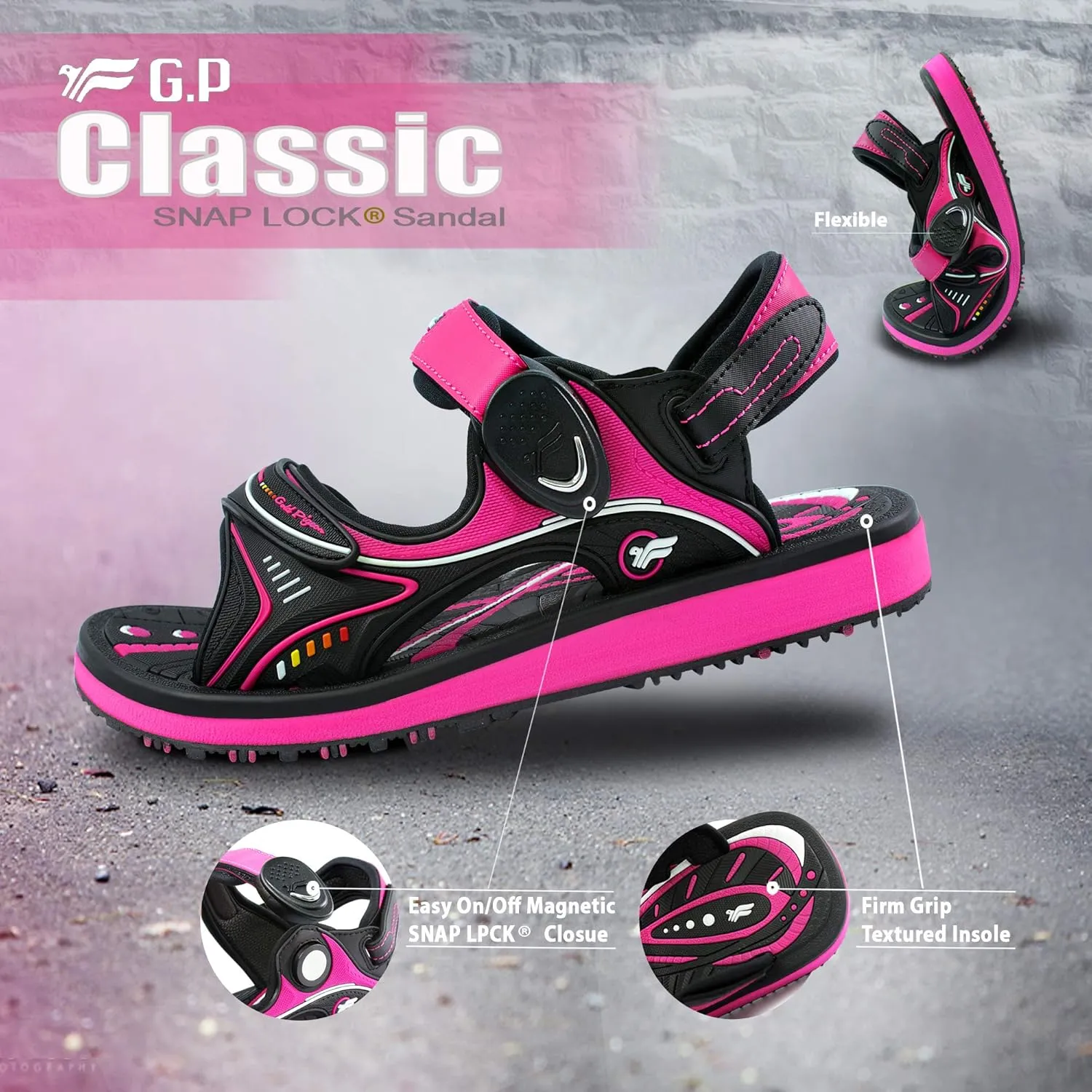 Gold Pigeon Shoes KIDS Easy Snap Lock Outdoor/Water Sandals & Slides. Adjustable Straps