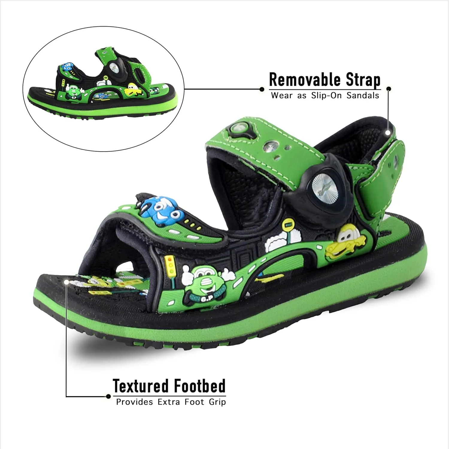 Gold Pigeon Shoes KIDS Easy Snap Lock Outdoor/Water Sandals & Slides. Adjustable Straps