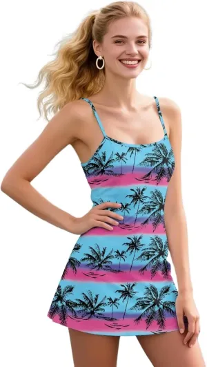Golf Dresses for Womens Spaghetti Strap Tennis Dress Wrap Skirt Built in Shorts Golf Athletic Dress