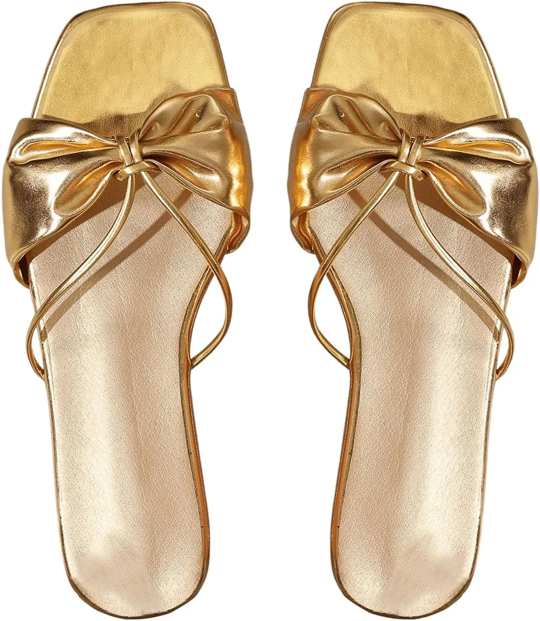GORGLITTER Women's Bow Flats Sandals Dress Strappy Open Toe Summer Slides Sandal