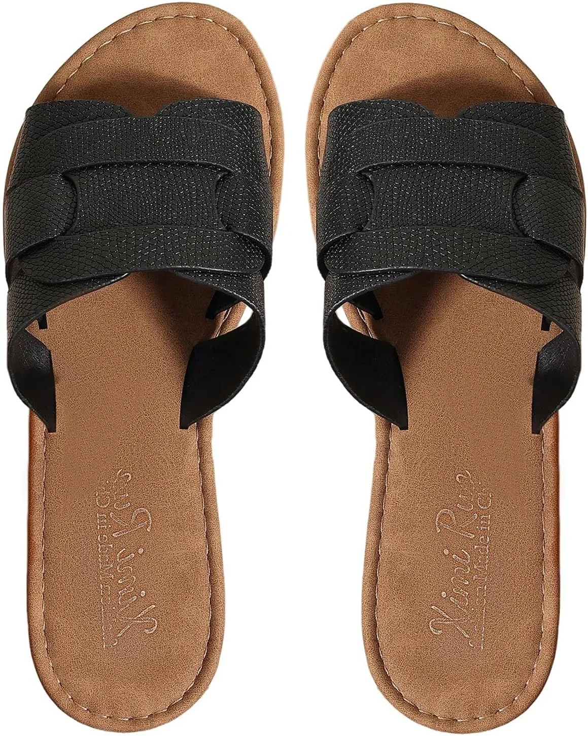 GORGLITTER Women's Open Toe Dressy Beach Sandal Trendy 2025 Comfy Flat Slide Summer Sandals