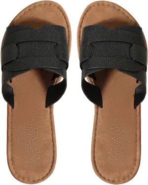 GORGLITTER Women's Open Toe Dressy Beach Sandal Trendy 2025 Comfy Flat Slide Summer Sandals