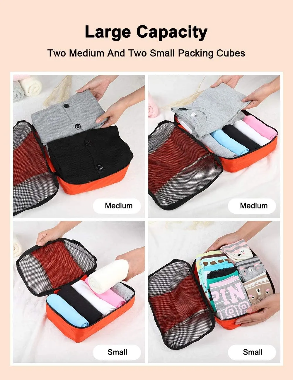 GOX Ultra Light 5 piece Packing Cubes Travel Luggage Organizer 1 Large 2 Medium 2 Small