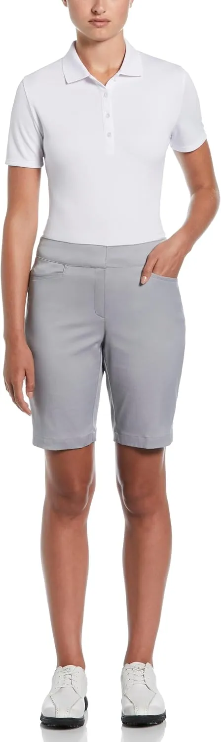 Grand Slam Women’s 19” Solid Tech Golf Short, Moisture–Wicking, Lightweight 360 Stretch Fabric, Sun Protection