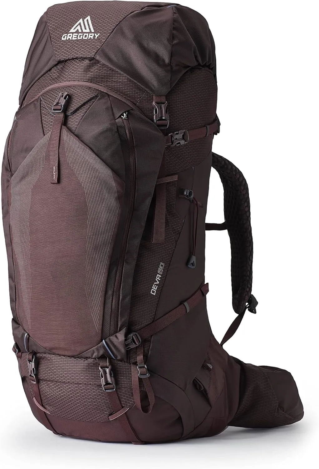 Gregory Deva 60L Women's Dayhiking/Backpacking Pack, Freefloat Suspension, AirCushion Breathable Backpanel, Alloy Frame, X-Small, Eggplant