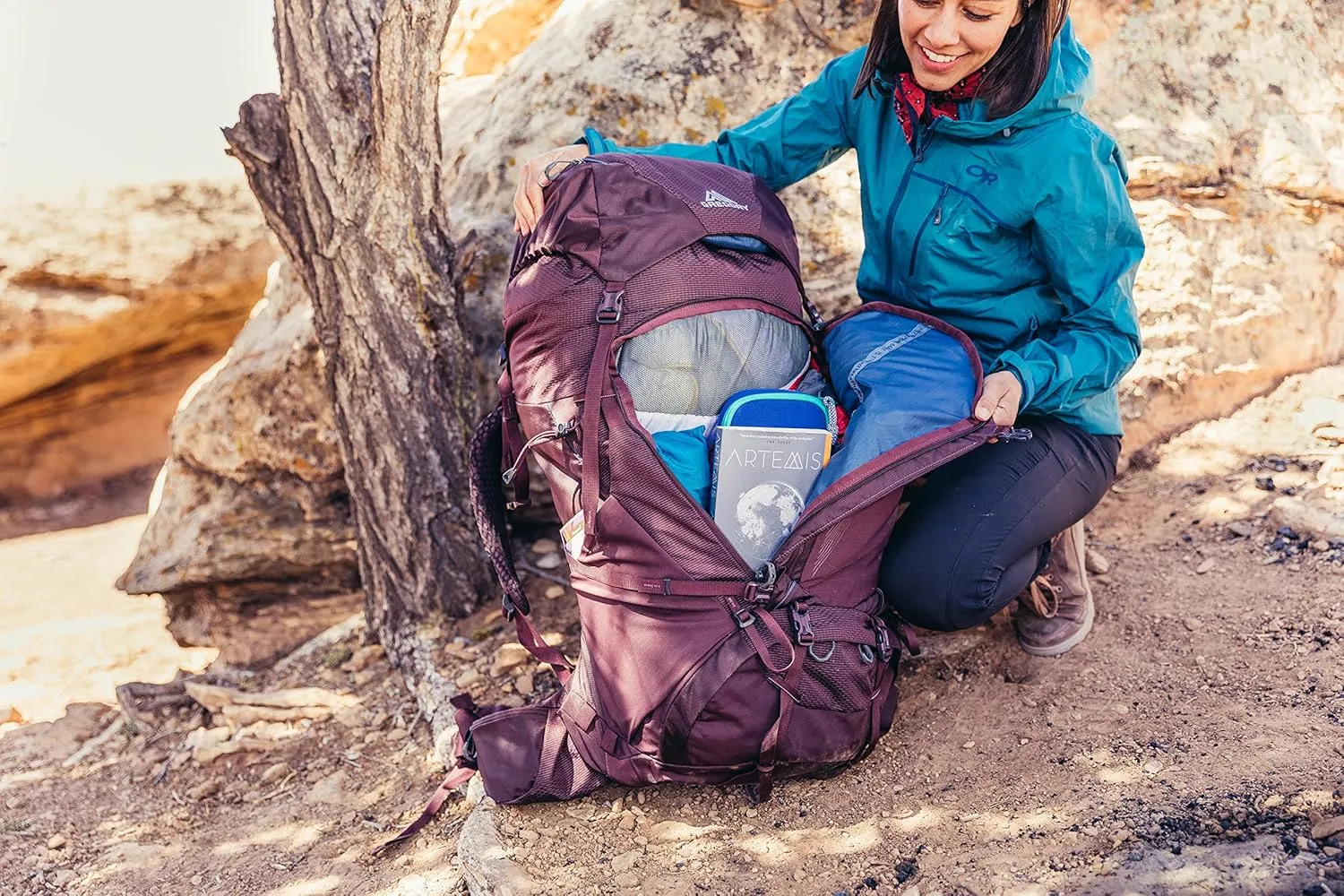 Gregory Deva 60L Women's Dayhiking/Backpacking Pack, Freefloat Suspension, AirCushion Breathable Backpanel, Alloy Frame, X-Small, Eggplant