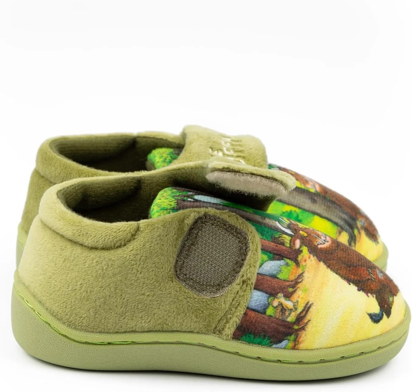 Gruffalo The Boys Slippers | Kids Green Graphic Footwear with Adjustable Strap | Storybook Loungewear | Slip On House Shoes