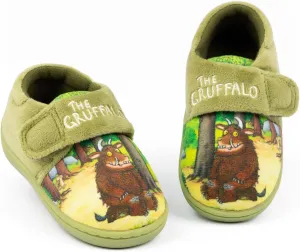 Gruffalo The Boys Slippers | Kids Green Graphic Footwear with Adjustable Strap | Storybook Loungewear | Slip On House Shoes