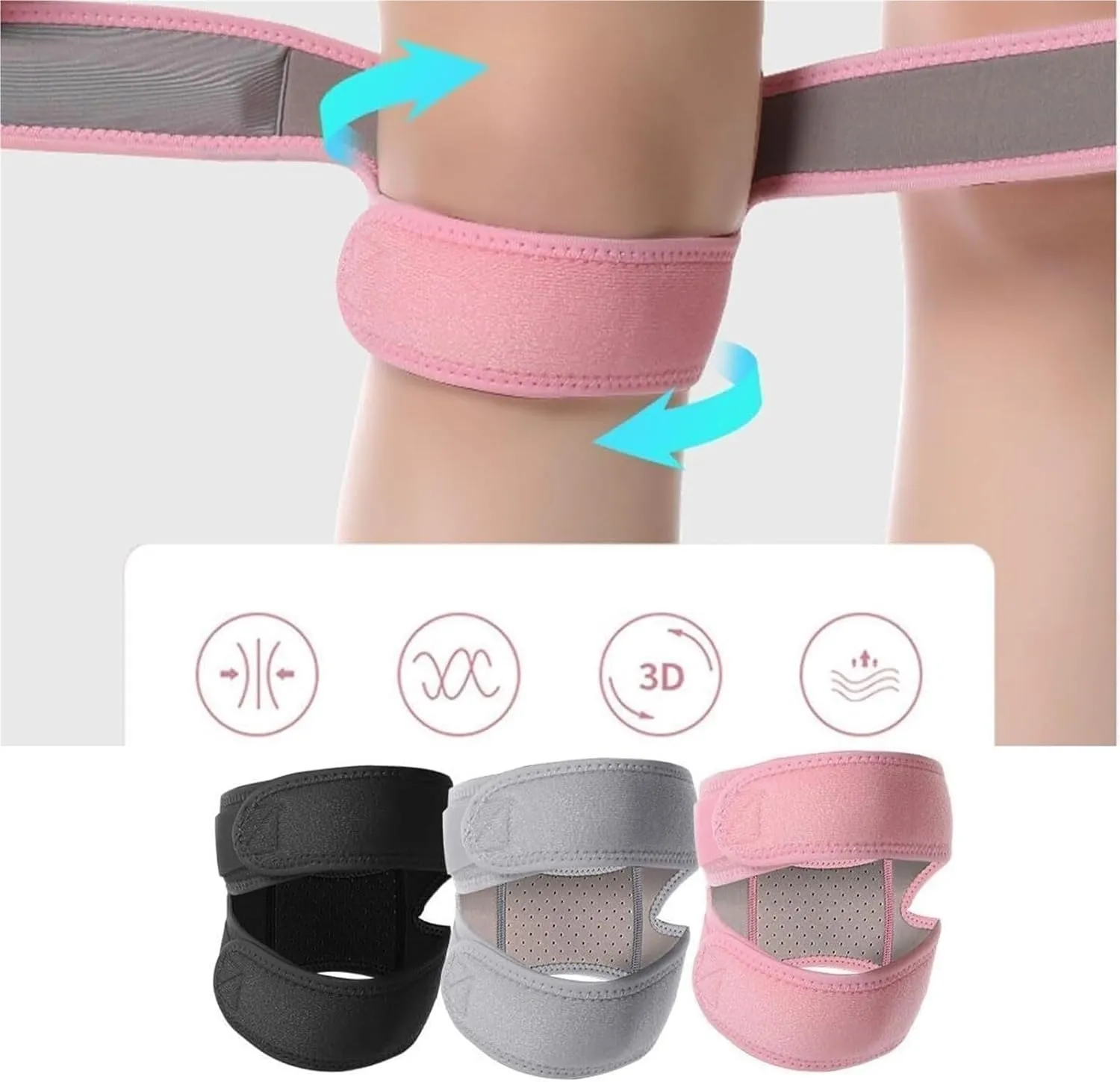 Grunsguru Knee Stabilizer, Grunsguru Stabilizer Knee Brace, 3D Airy Comfort Fabric, Knee Strap for Running, Jumper, Tennis