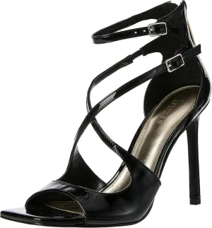 Guess Women's Sella Heeled Sandal, Black Patent, 9.5