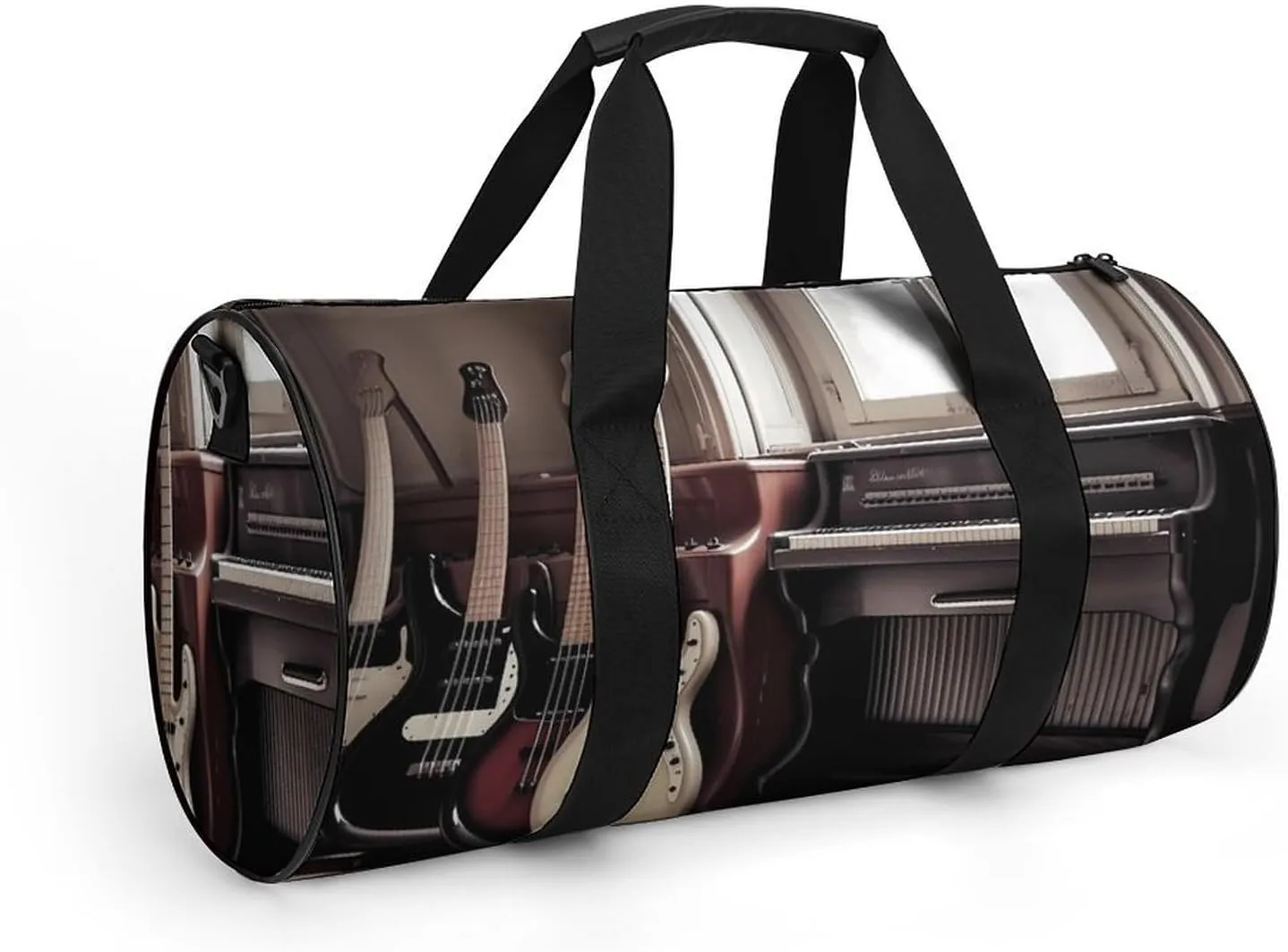 Guitar Bass Music Musical Instruments Duffel Bag for Men Women Gym Bag Sports Small Overnight Bag for Travel Weekender, 17.7in/9in/9in, XB0606009