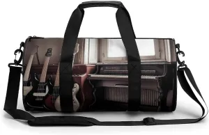 Guitar Bass Music Musical Instruments Duffel Bag for Men Women Gym Bag Sports Small Overnight Bag for Travel Weekender, 17.7in/9in/9in, XB0606009