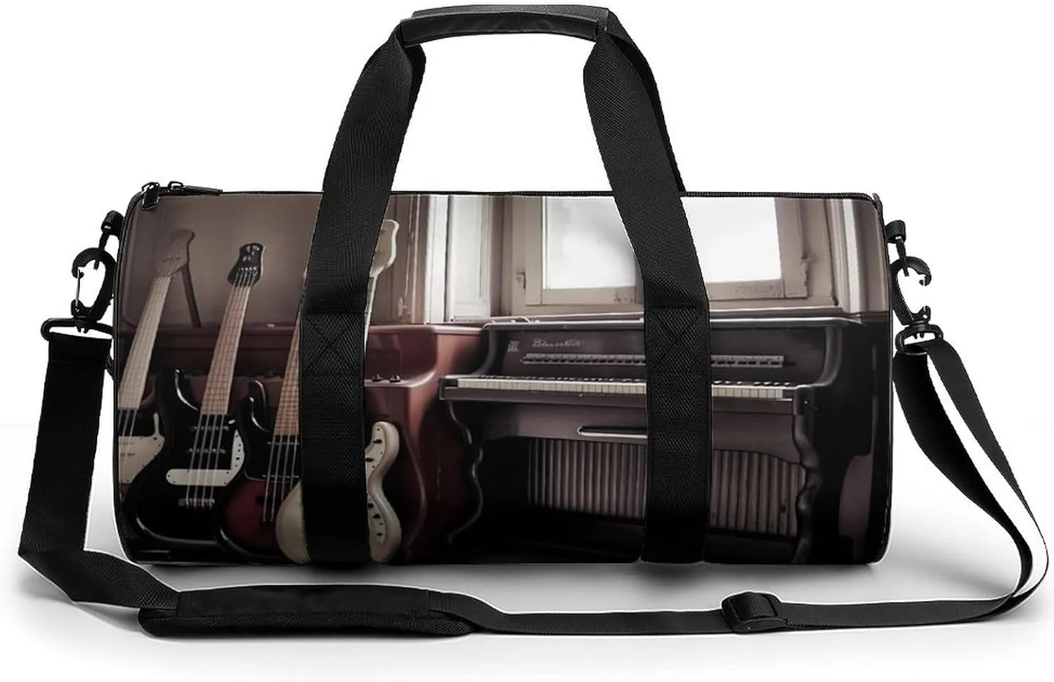 Guitar Bass Music Musical Instruments Duffel Bag for Men Women Gym Bag Sports Small Overnight Bag for Travel Weekender, 17.7in/9in/9in, XB0606009