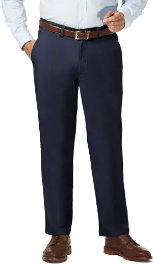 Haggar Men's Comfort Classic Fit Flat Front Flex Waistband Khaki Pant Reg. and Big & Tall Sizes