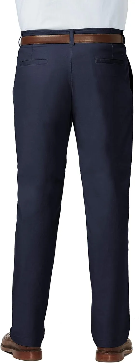 Haggar Men's Comfort Classic Fit Flat Front Flex Waistband Khaki Pant Reg. and Big & Tall Sizes