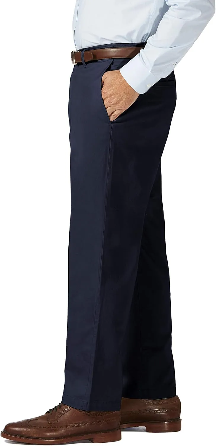 Haggar Men's Comfort Classic Fit Flat Front Flex Waistband Khaki Pant Reg. and Big & Tall Sizes