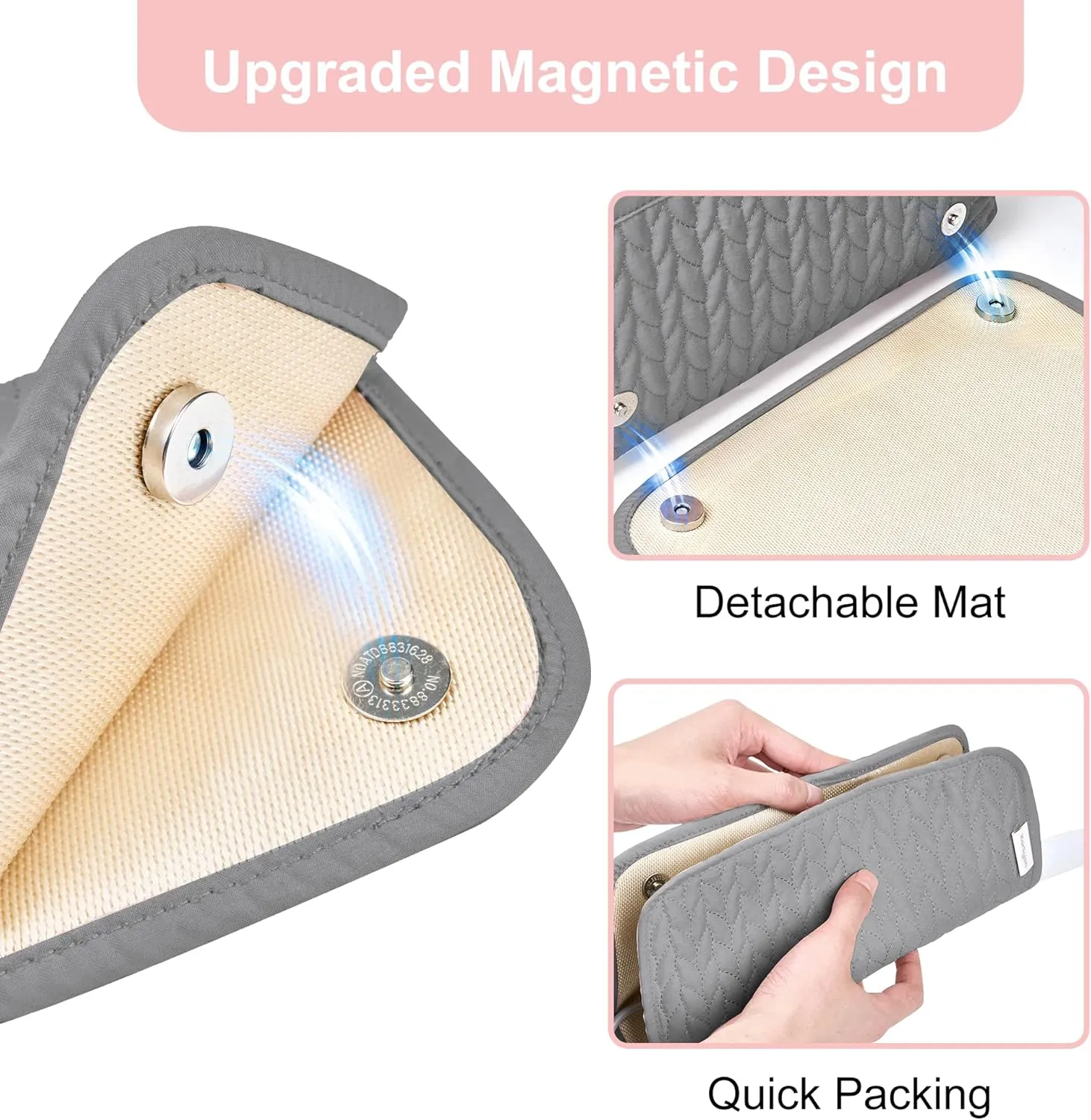 Hair Tools Travel Bag Karsyon Heat Resistant Mat Case Hot Tools Straightener, Curling Iron,Hair Dryers,Haircare Accessories Travel Essentials for Women 2 in 1 Organizer Bags (Gray)