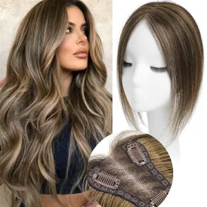Hair Toppers for Women Real Human Hair,12inch Hairs Topper for Women No Bangs Top Hairs Extensions/Pieces Upgrade Lace Base