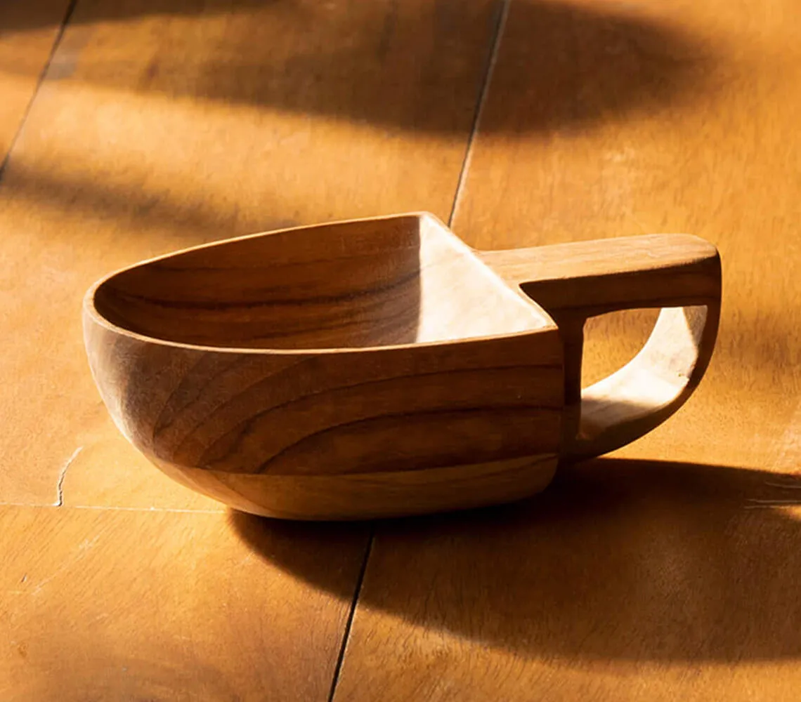 Hand Carved Teak Wood Scoop (Large)