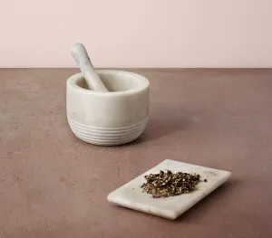 Hand Carved White Marble Mortar & Pestle