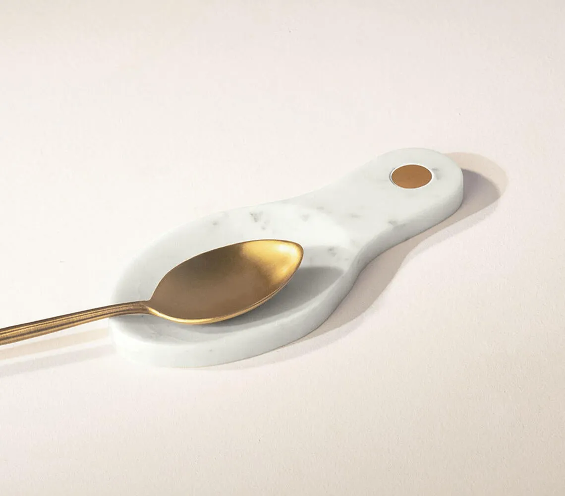 Hand Carved White Marble Tea Bag Rest