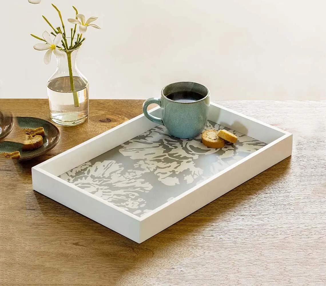 Hand Cut Wooden Grey Tray