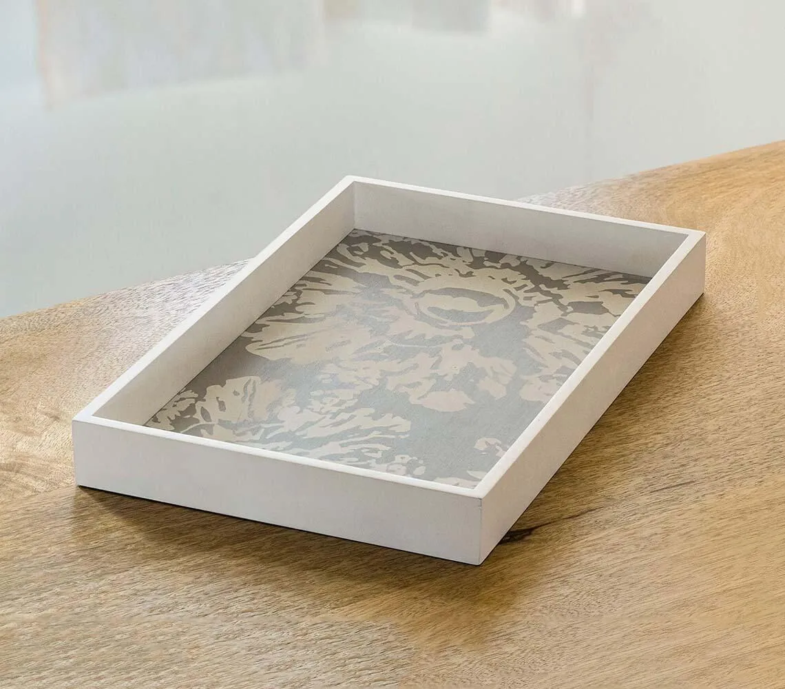Hand Cut Wooden Grey Tray