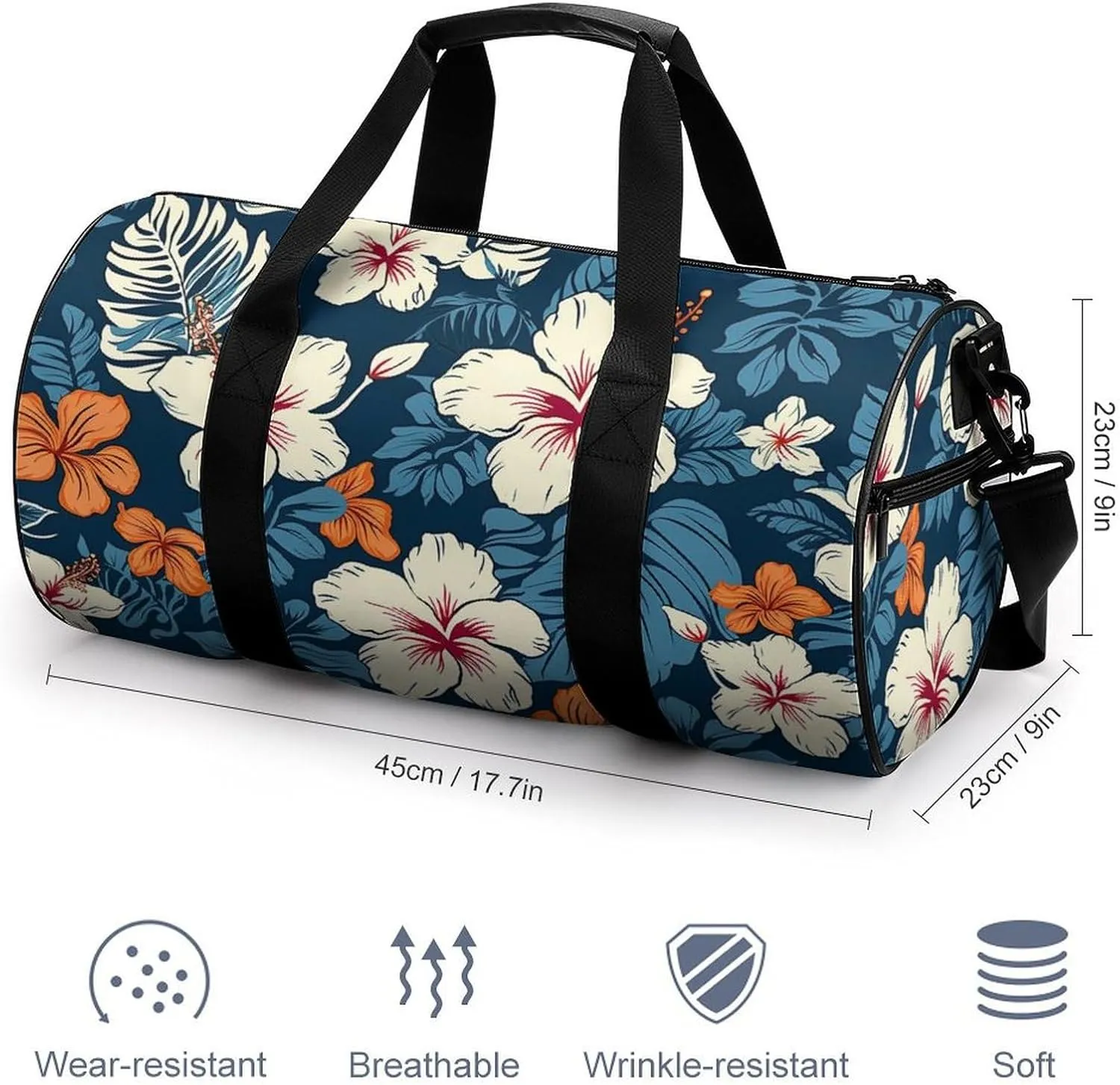 Hawaii Flower Duffel Bag for Men Women Gym Bag Sports Small Overnight Bag for Travel Weekender