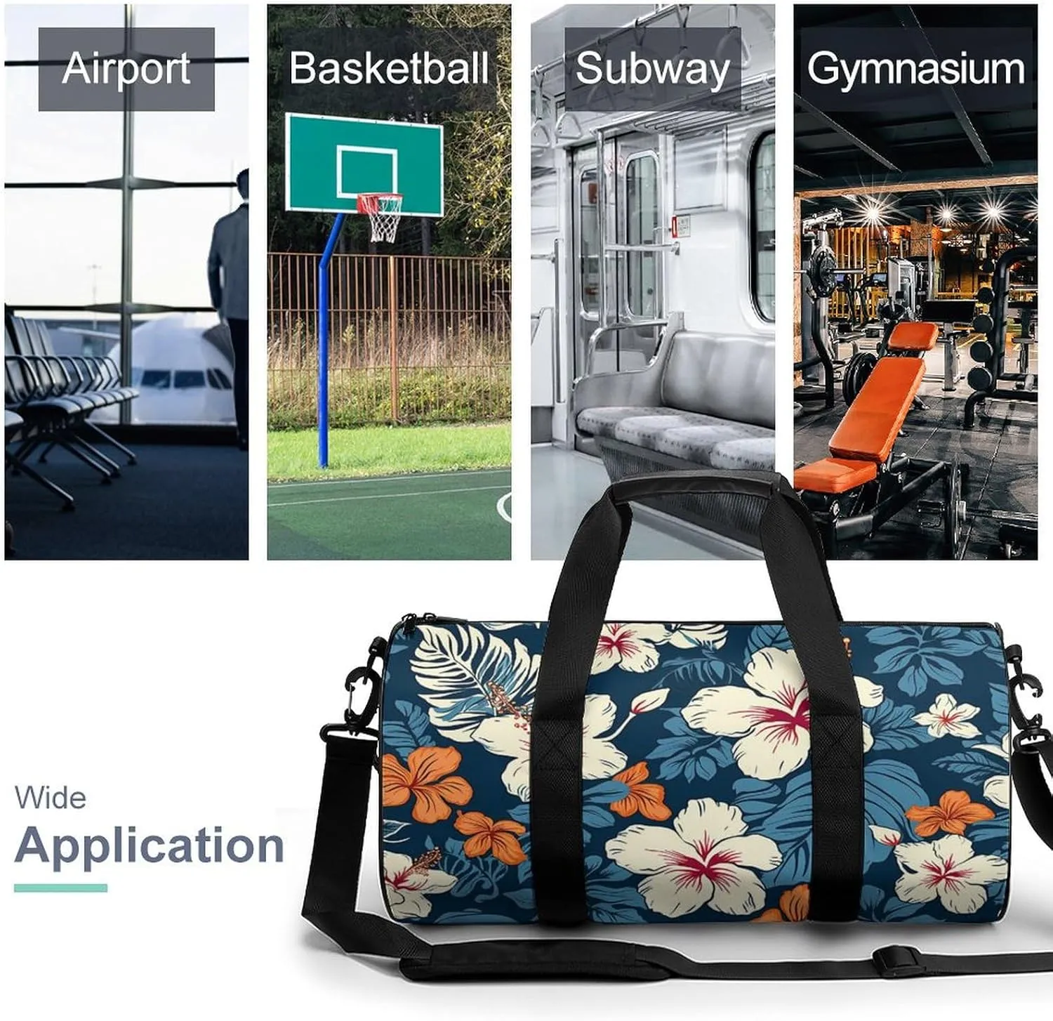 Hawaii Flower Duffel Bag for Men Women Gym Bag Sports Small Overnight Bag for Travel Weekender
