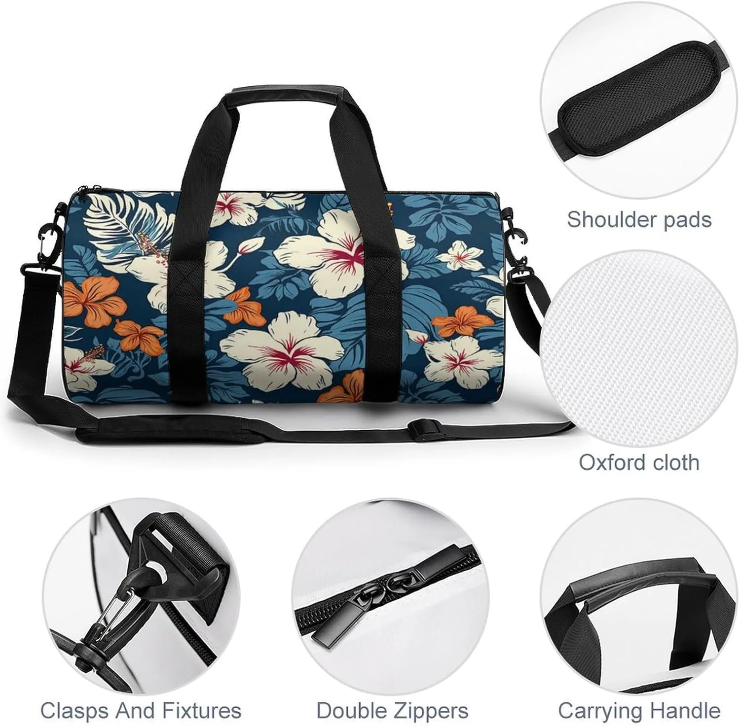 Hawaii Flower Duffel Bag for Men Women Gym Bag Sports Small Overnight Bag for Travel Weekender