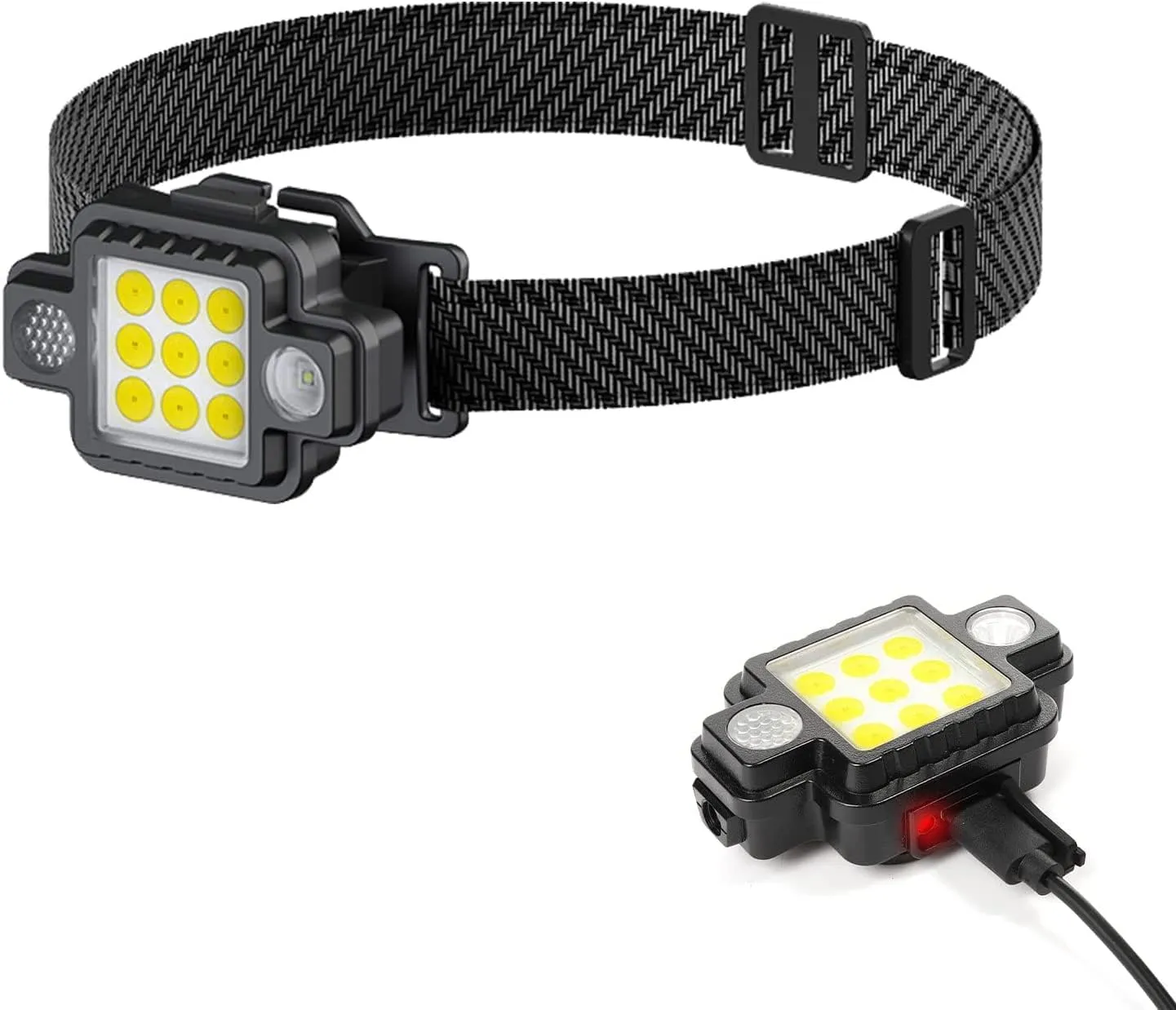 Head Torch Rechargeable, Detachable Super Bright LED Headlamp Headlight with Magnetic 5 Light Modes IPX4 Waterproof COB Light ,for Emergency, Running, Hiking,Camping etc