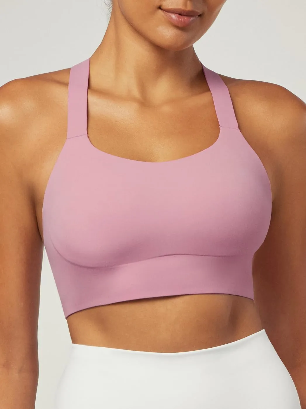 Heathyoga Medium-High Support Sports Bras for Women Molded Cup Adjustable Strappy Sports Bra Supportive Bras for Yoga