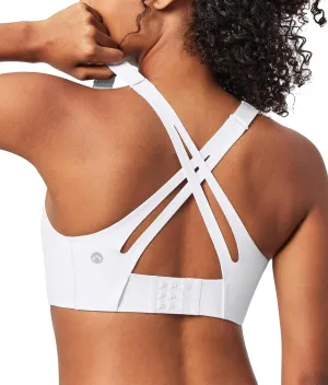 Heathyoga Medium-High Support Sports Bras for Women Molded Cup Adjustable Strappy Sports Bra Supportive Bras for Yoga