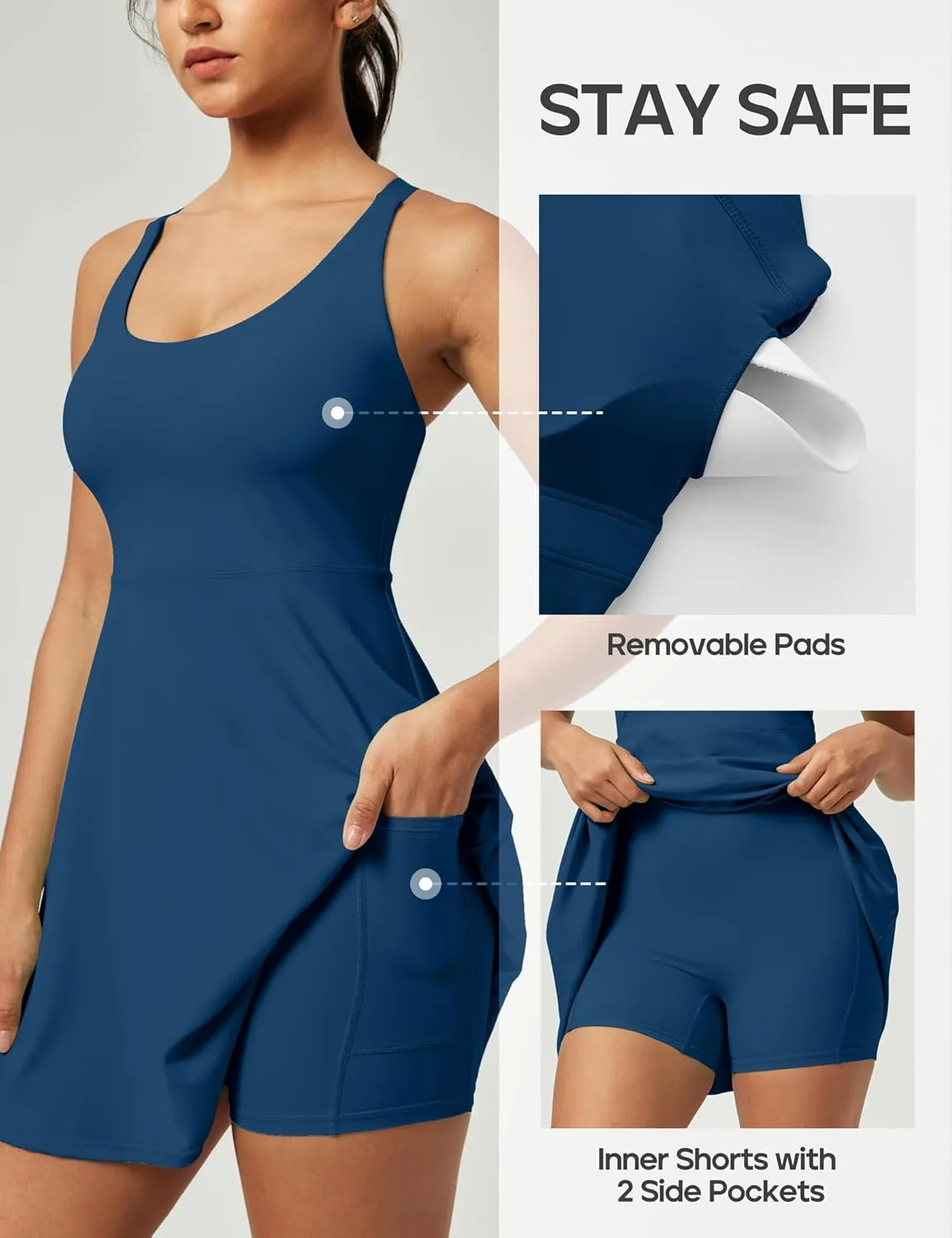 Heathyoga Tennis Dresses for Women Athletic Dress with Shorts Underneath Workout Dress with Pockets Summer Golf Outfits