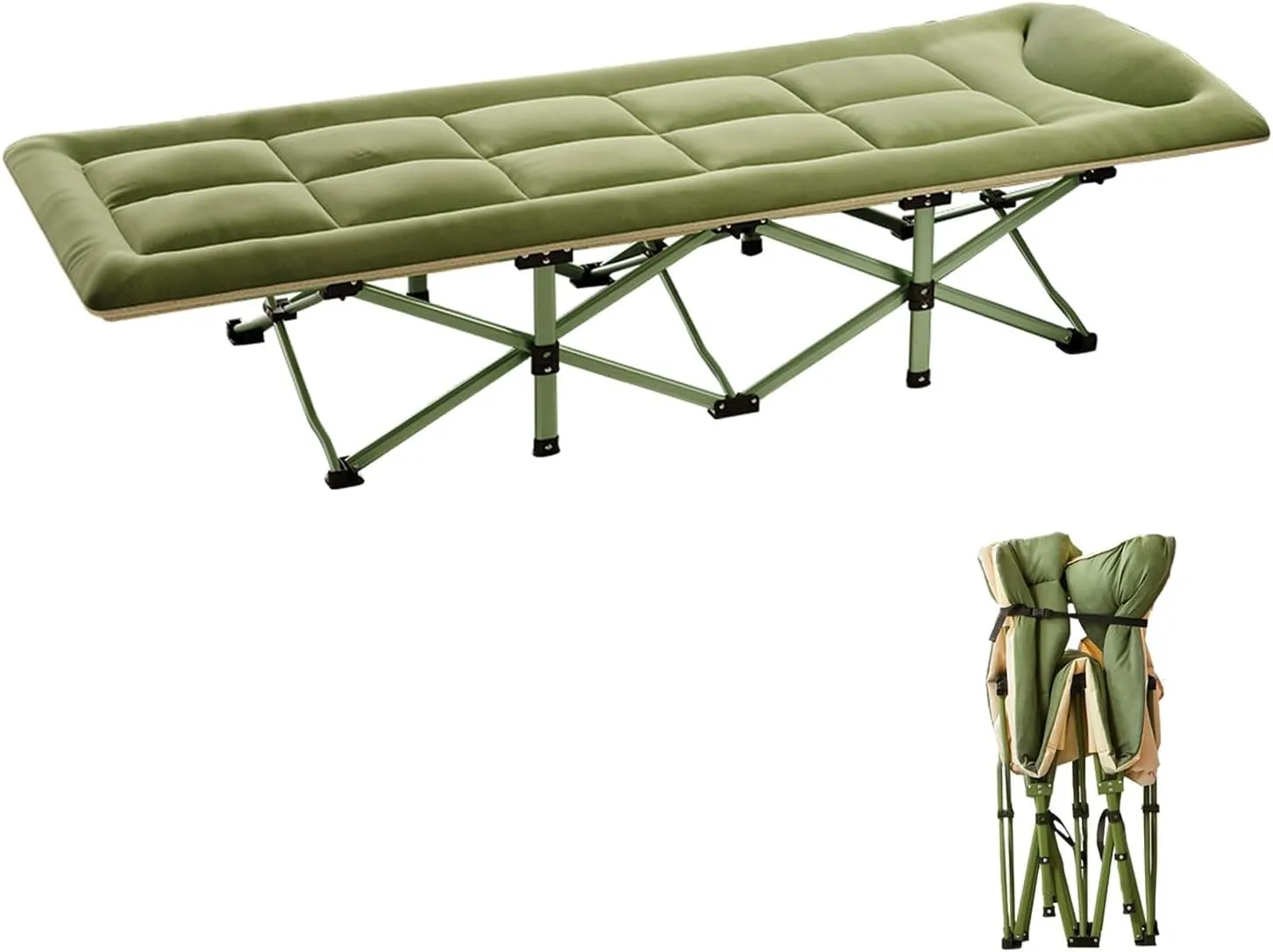 Heavy-Duty Portable Cot Bed with Mattress, Cots for Sleeping, Camping Cots for Home Office Nap Beach Travel(190 * 70 * 37 Cm/74.8 * 27.6 * 14.6 in)