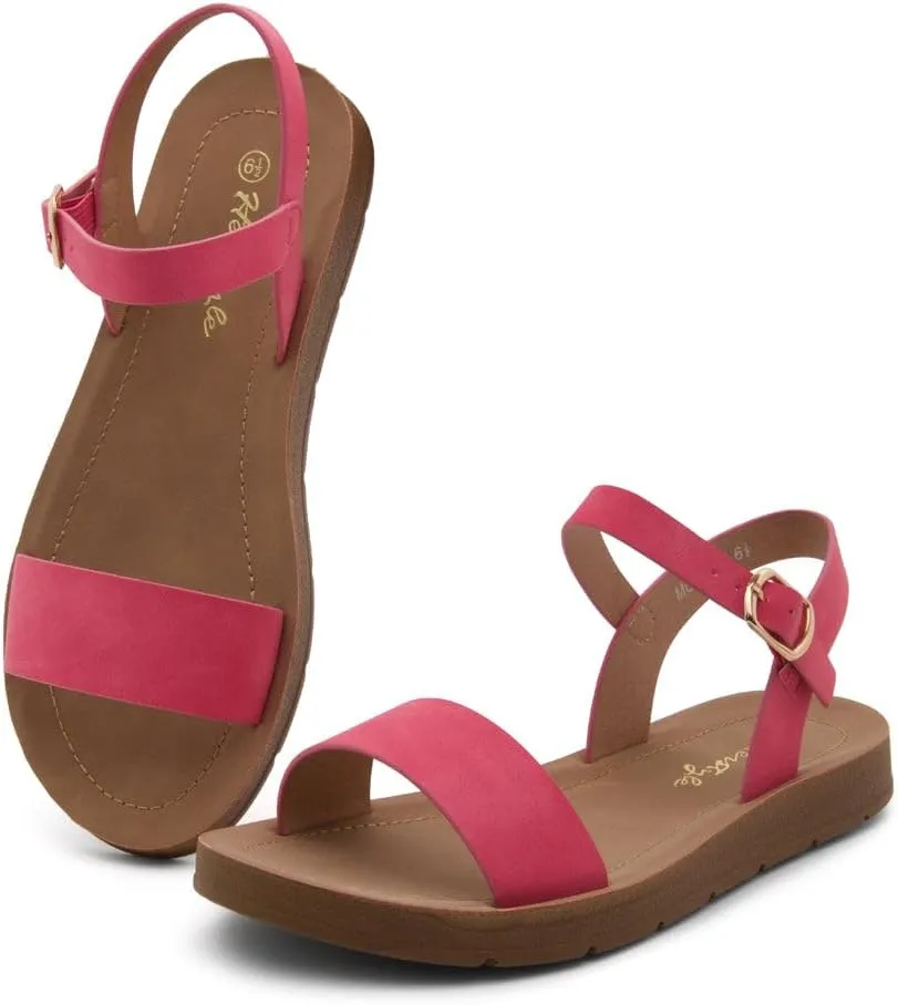 Herstyle Monday Womens Open Toes One Band Ankle Strap Flat Sandals