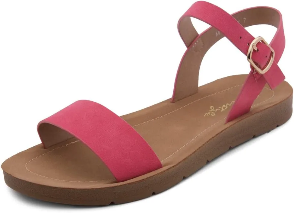 Herstyle Monday Womens Open Toes One Band Ankle Strap Flat Sandals