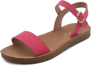 Herstyle Monday Womens Open Toes One Band Ankle Strap Flat Sandals